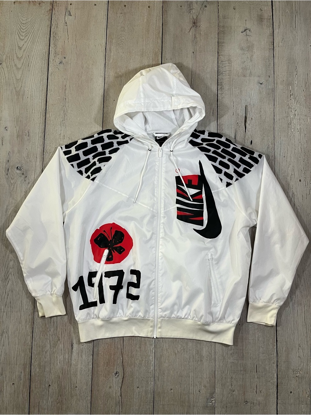 Nike Windrunner Bill Bowerman Shoemaker 1972 Zip Windbreaker Hooded Jacket Sz L